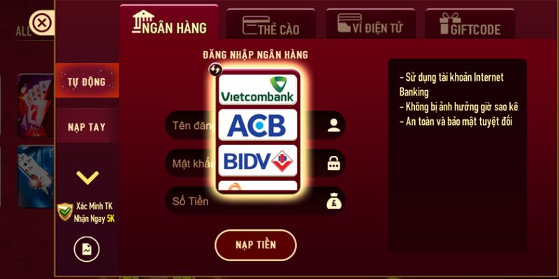 Nạp tiền 77WIN bằng chuyển khoản ngân hàng Nạp tiền 77WIN bằng chuyển khoản ngân hàng